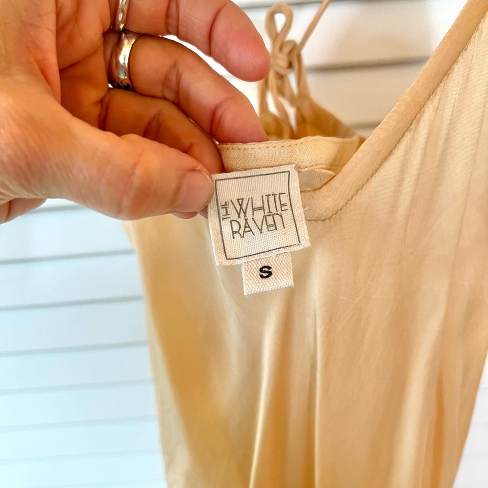 The White Raven Bias cut Vegan Silk Slip Dress 💗 Champagne S 🥂boho - Picture 7 of 14